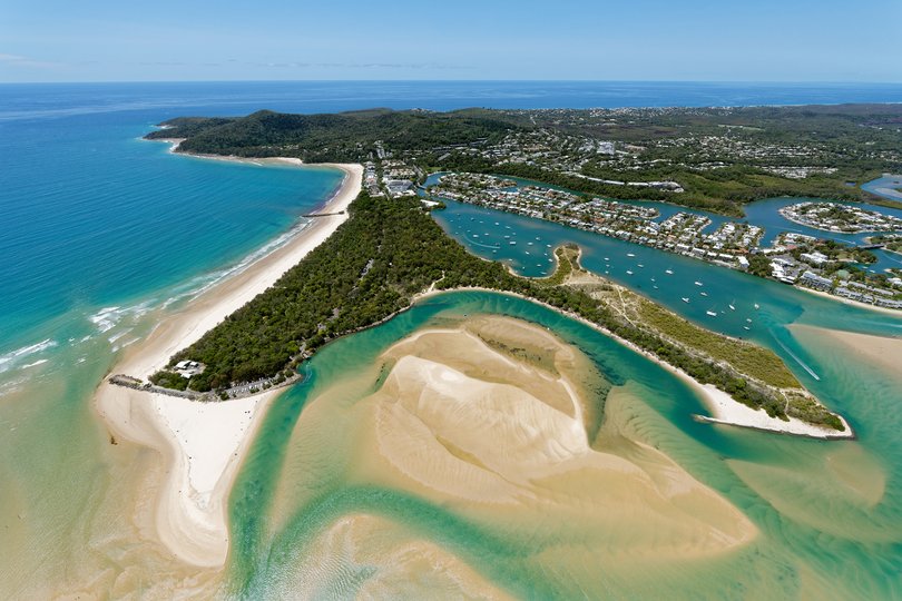 Noosa River Mouth looking south over Noosa Heads.