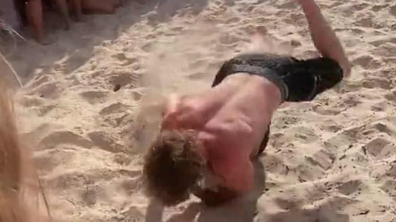 A fight broke out at Glenelg Beach while dozens of teens watched. Picture: TikTok