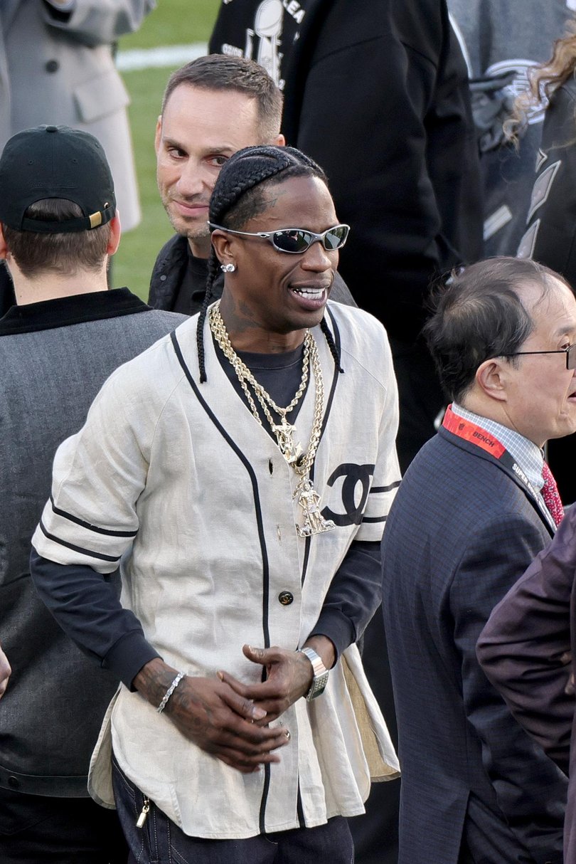 Travis Scott is seen during the Super Bowl LX at Levi's Stadium on February 08, 2026 in Santa Clara, California. (Photo by Neilson Barnard/Getty Images) Picture: Neilson Barnard