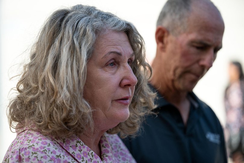 Debra and Martin Robinson speak outside court.