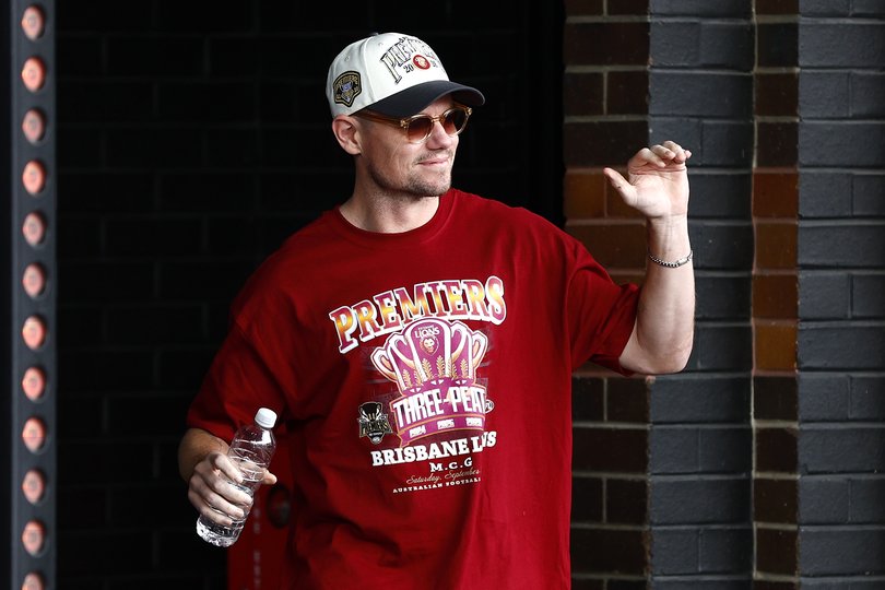 Lachie Neale enters the stage during the Brisbane Lions AFL Premiership Celebration at Botanical Gardens on September 29, 2026 in Brisbane, Australia. (Photo by Russell Freeman/Getty Images)