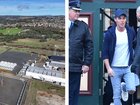 Firmus is developing an AI factory zone in Tasmania, left, and Firmus current co-CEO Oliver Curtis during his release from prison in 2017.