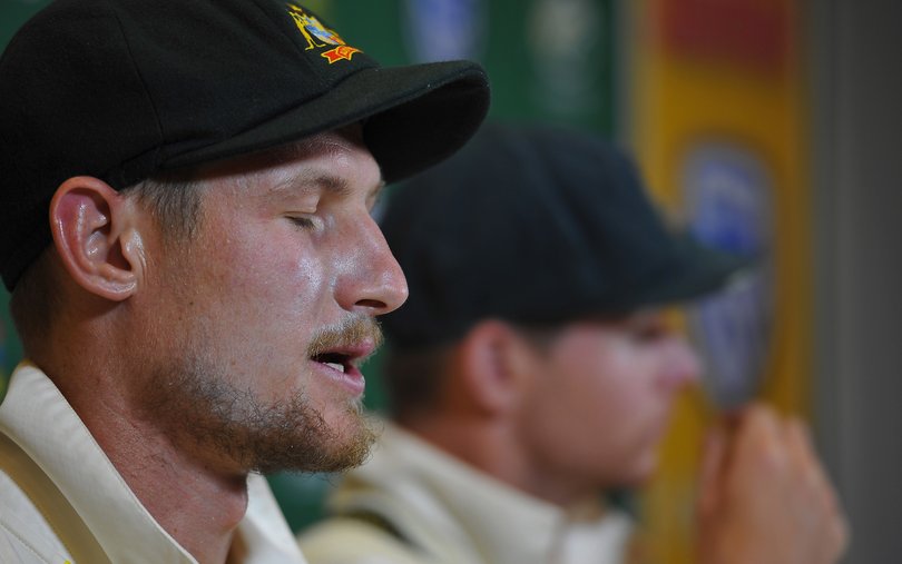 CAPE TOWN, SOUTH AFRICA - MARCH 24: Steven Smith (capt) and Cameron Bancroft (L) of Australia during day 3 of the 3rd Sunfoil Test match between South Africa and Australia at PPC Newlands on March 24, 2018 in Cape Town, South Africa. Australian batsman Cameron Bancroft admits to attempting to change the condition of the ball by using a foreign object. (Photo by Ashley Vlotman/Gallo Images/Getty Images)