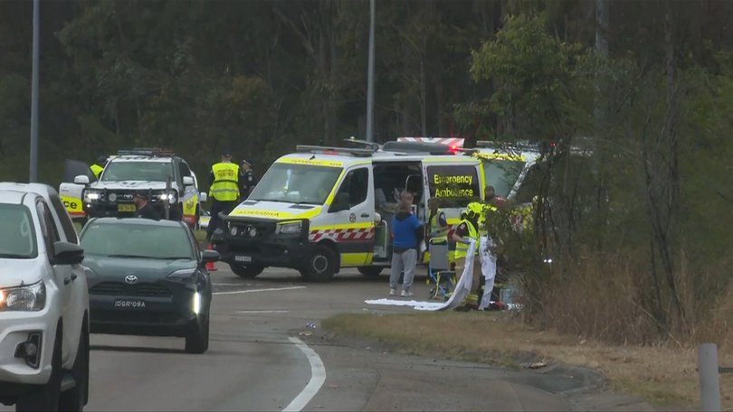 Ten people have been rushed to hospital after a car crashed into Newcastle Knights fans on Saturday morning.