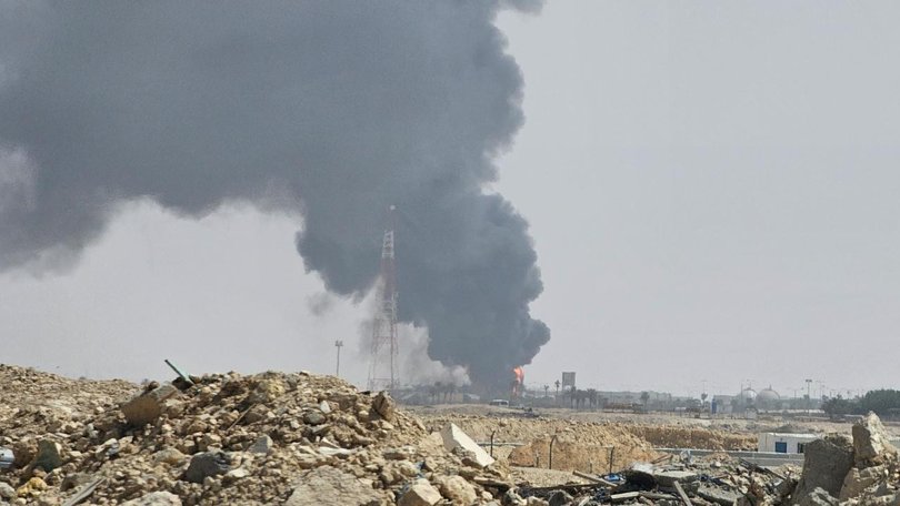 A large plume of smoke and fire was visible near an oil facility in the Saudi capital Riyadh.