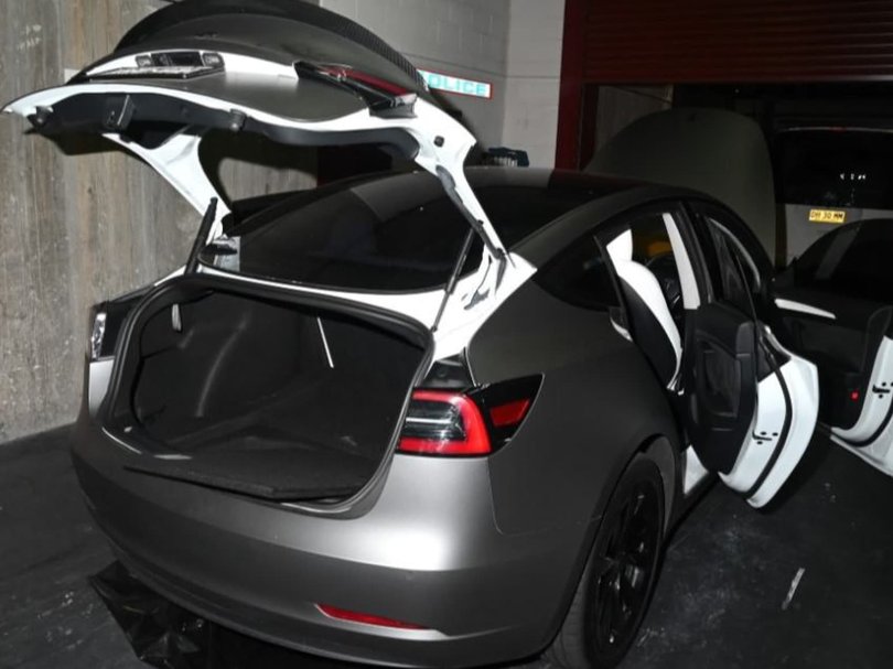 Beau Lamarre-Condon's Tesla car was examined by investigators. Picture: Court exhibit