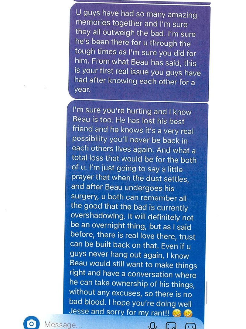 The former officer allegedly faked cancer in the message. Picture: Court exhibit