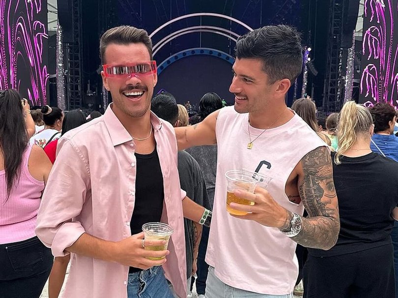 Jesse Baird and Luke Davies at a Pink concert in Sydney. Picture: Instagram