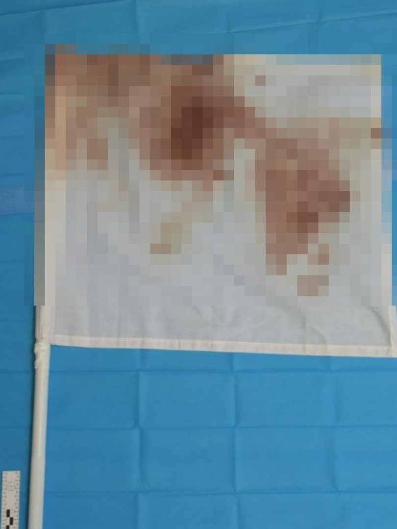 An AFL flag was found in the skip bin. Picture: NewsWire Handout