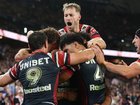 Roosters celebrate in the NRL grand final. 