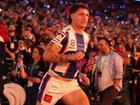 Kalyn Ponga runs out ahead of the NRL grand final. 