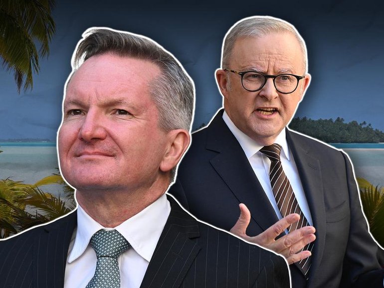 Chris Bowen and Anthony Albanese will face some tricky questions at climage change talks in Fiji.  
