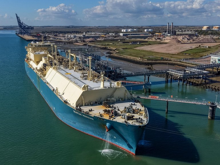 The Seapeak Meridian LNG tanker docks near Rochester, UK last month.