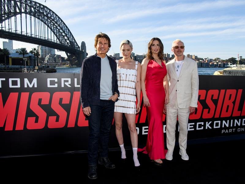 Tom Cruise, Pom Klementieff, Hayley Atwell and Simon Pegg promoting the seventh Mission: Impossible film in Sydney.