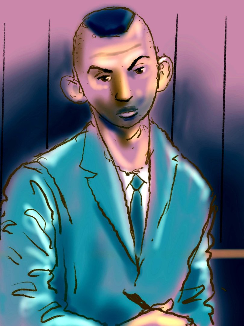 Mr Lamarre-Condon has pleaded not guilty to murdering the couple. Court Sketch: NewsWire / Rocco Fazzari