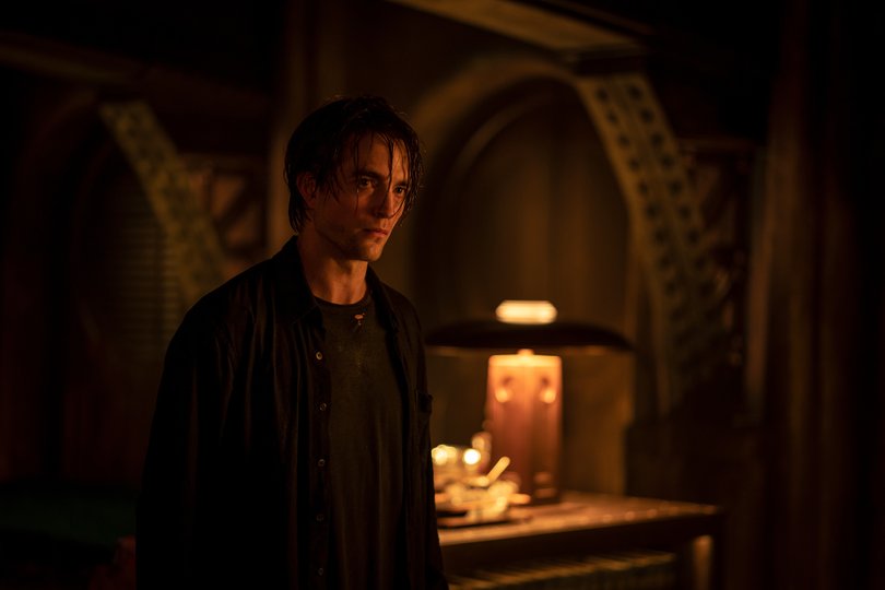 This image released by Warner Bros. Pictures shows Robert Pattinson in a scene from "The Batman." (Warner Bros. Pictures via AP)