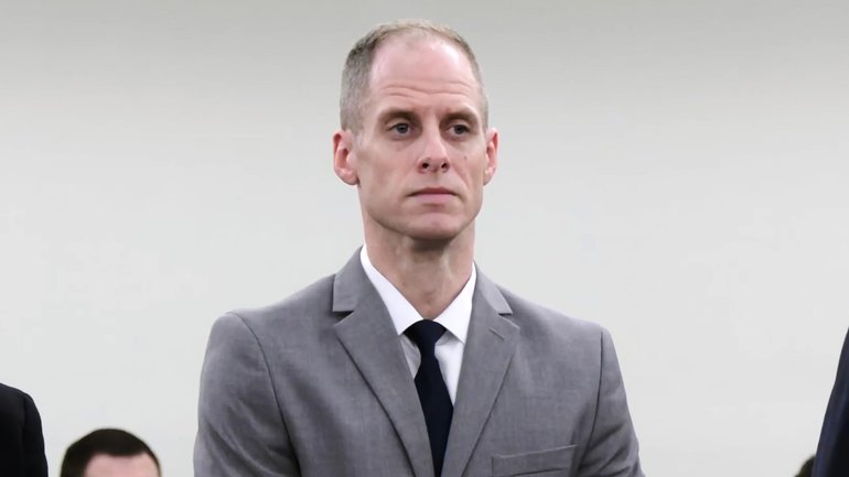 This image taken from pool court video shows 40-year-old Caleb Flynn listening to the judge reading out the jury's verdict at the Miami County Court of Common Pleas on Tuesday, Sept. 29, 2026, in Troy, Ohio. (Pool via AP) 