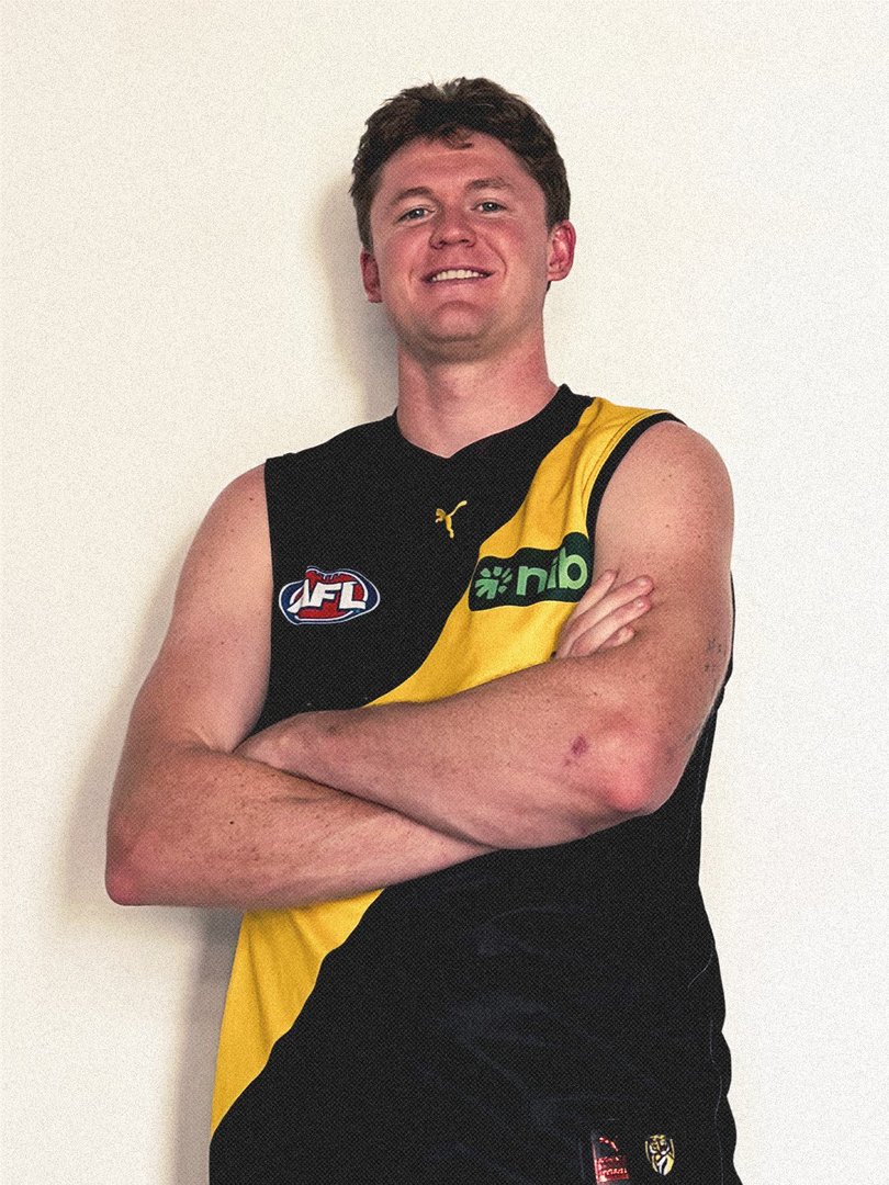 Nathan O’Driscoll in his new Richmond attire after being traded from Fremantle. Richmond/X