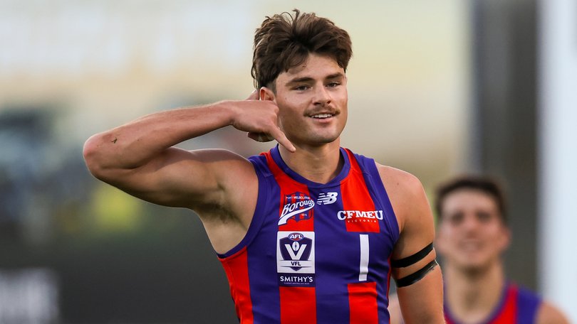 Dominic Bedendo celebrates a goal for Port Melbourne.