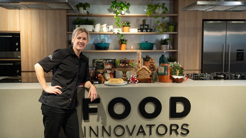 Tiffany Crouch, Woolworths Innovation Chef, with Woolworths’ 2026 Christmas range. Picture: Woolworths