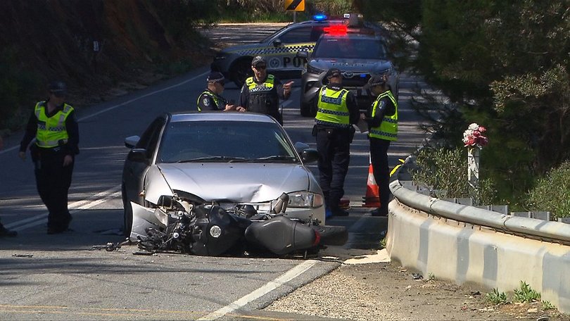 The crash site on Gorge Rd at Paracombe.