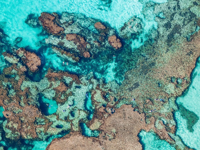 Bathers enjoy the clear blue waters off Rottnest Island.