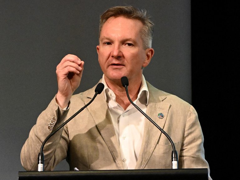 Chris Bowen addresses the opening ceremony of the Pacific pre-COP31 summit in Fiji.