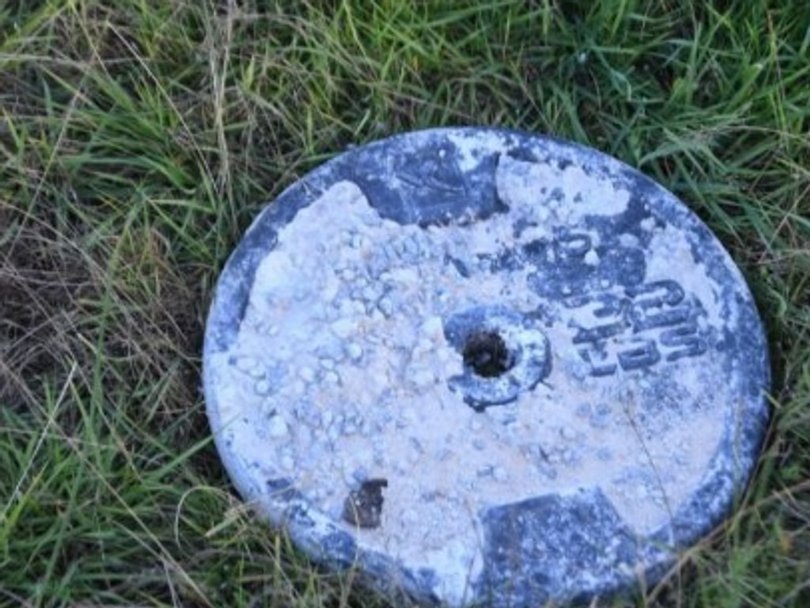 A weight found at Cella Farm. Picture: Court exhibit.