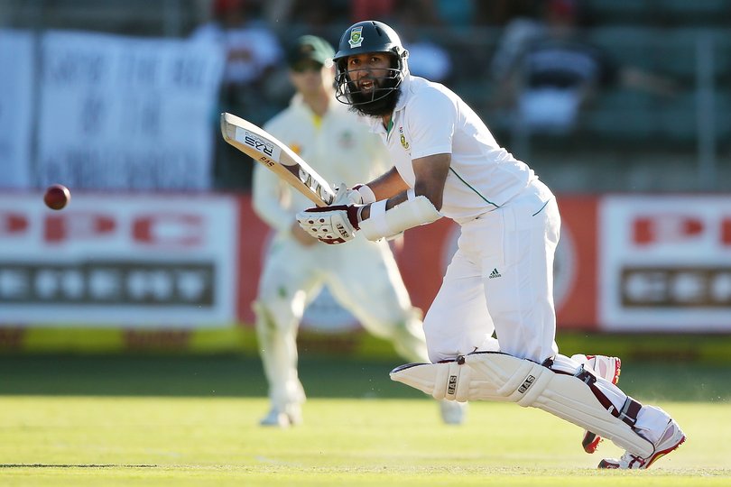 Hashim Amla of South Africa bats.