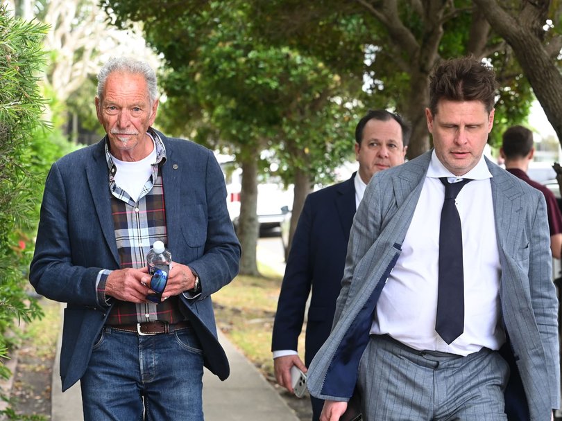 Andrew Wood, barrister David Cole, and lawyer Mathew Cuskelly ahead of Mr Wood’s bail application. Picture: NewsWire / John Gass