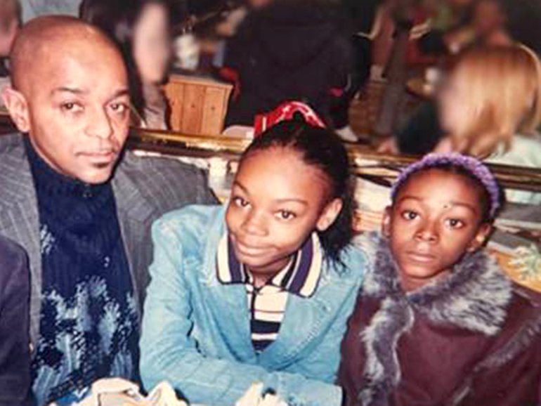 Joseph Jacobsen with his daughters, (left to right) Jane Adetoro, 36, Christina Walters, 32 and Rebecca Walters, 31, who died in the waters off Brighton Beach in May.