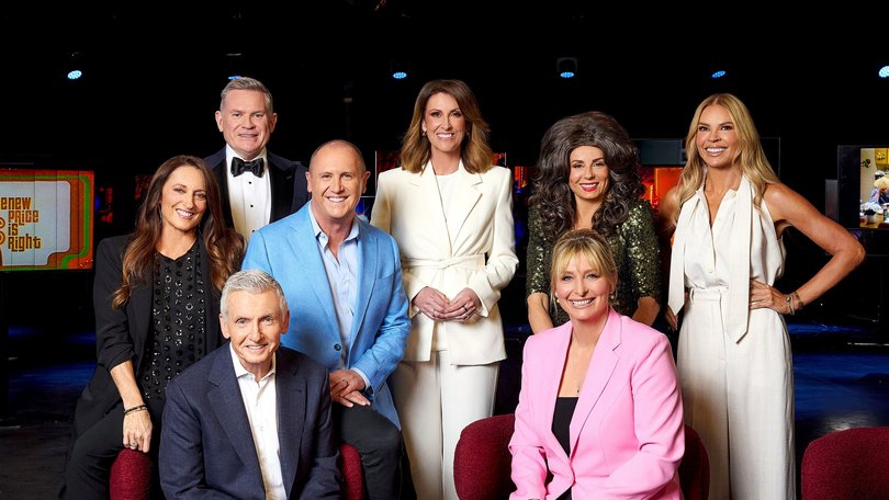 Spotlight Presents 70 Years of 7 (front) Bruce McAvaney and Johanna Griggs with (back from left) Georgie Parker, Michael Usher, Larry Emdur, Natalie Barr, Effie and Sonia Kruger