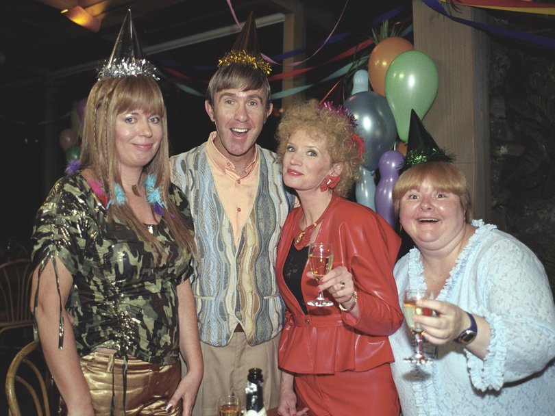 Kath & Kim get their birthday gear on.