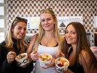 Friends Madison Hunt, Jade Craske and Sophia Cosentino, all 21, at Yo-Chi Karrinyup.
