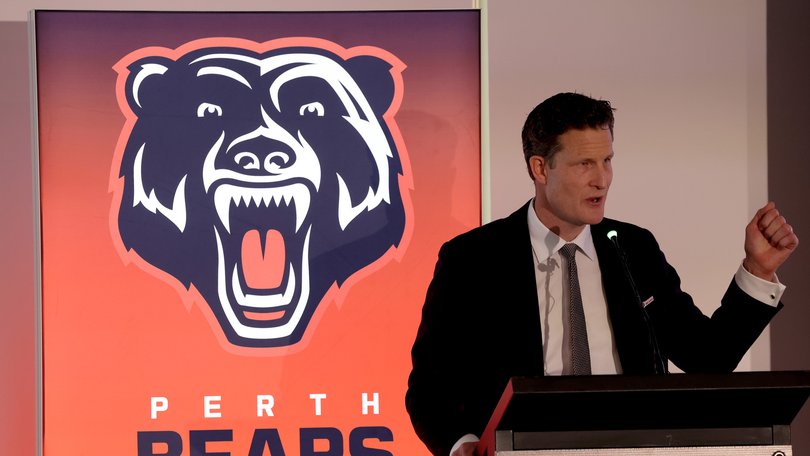 Perth Bears CEO Anthony De Ceglie speaks during the Perth Bears Jersey launch at the WACA Ground in Perth, Friday, August 7, 2026. (AAP Image/Colin Murty) NO ARCHIVING