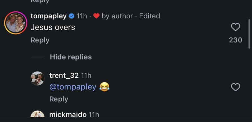 Papley commented on Gorringe’s video.