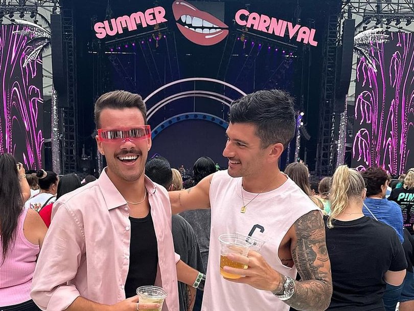 Mr Baird and Mr Davies at a Pink concert in Sydney. 