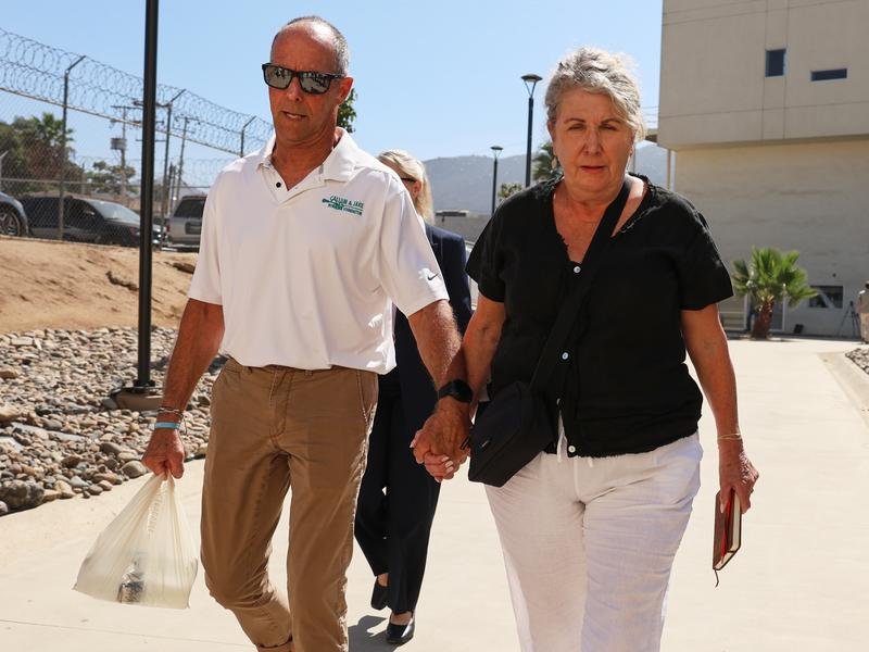 Debra and Martin Robinson, the parents of Callum and Jake Robinson, at an earlier date of the Mexico trial.