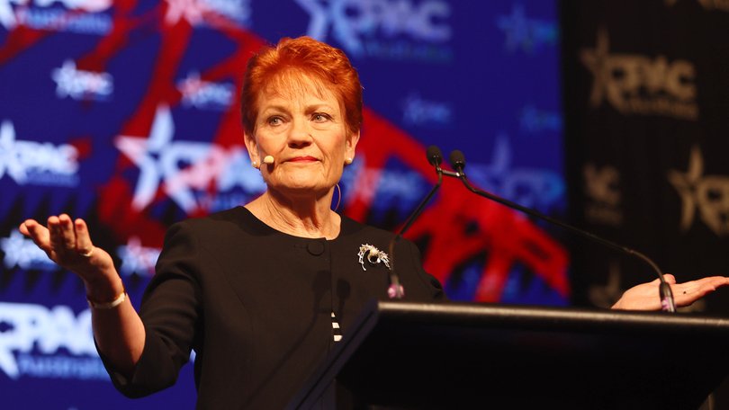 One Nation leader Pauline Hanson during the CPAC National Conference in Brisbane. 