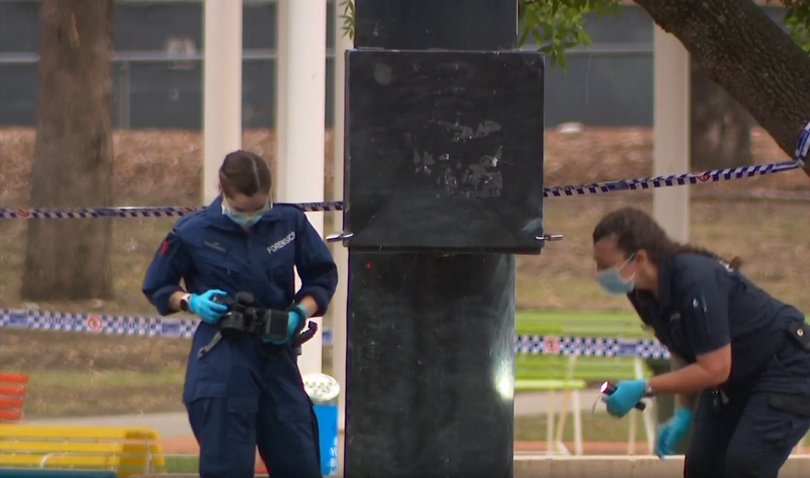 Forensics at the scene on Saturday.
