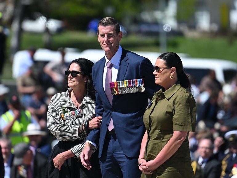 Ben Roberts-Smith at the national commemorative service marking the 25th anniversary of Australian service at the Australian War Memorial. 
