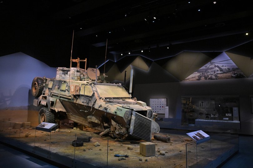 Bushmaster “Debbie Does Dallas” at the Afghanistan Galleries at the Australian War Memorial in Canberra.