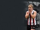 Jaimee Lambert of the Saints looks dejected after a loss during the 2026 AFLW Round 08 match between the Western Bulldogs and the St Kilda Saints.