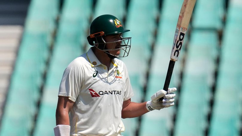 Matt Renshaw celebrates a half century to follow his first innings hundred at Durban.
