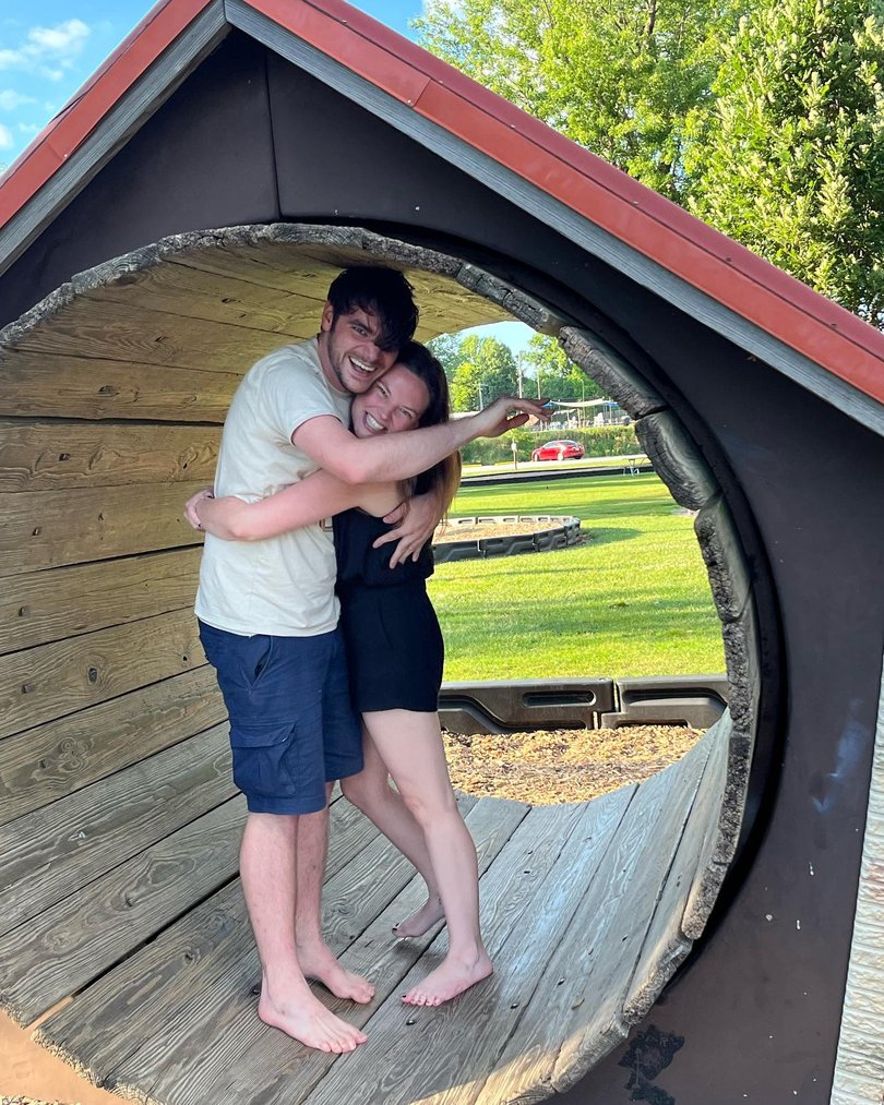 RJ Mitte pictured with his fiance in 2023.