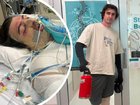 The 25-year-old has been discharged from hospital after eight weeks, but still has a long road ahead.