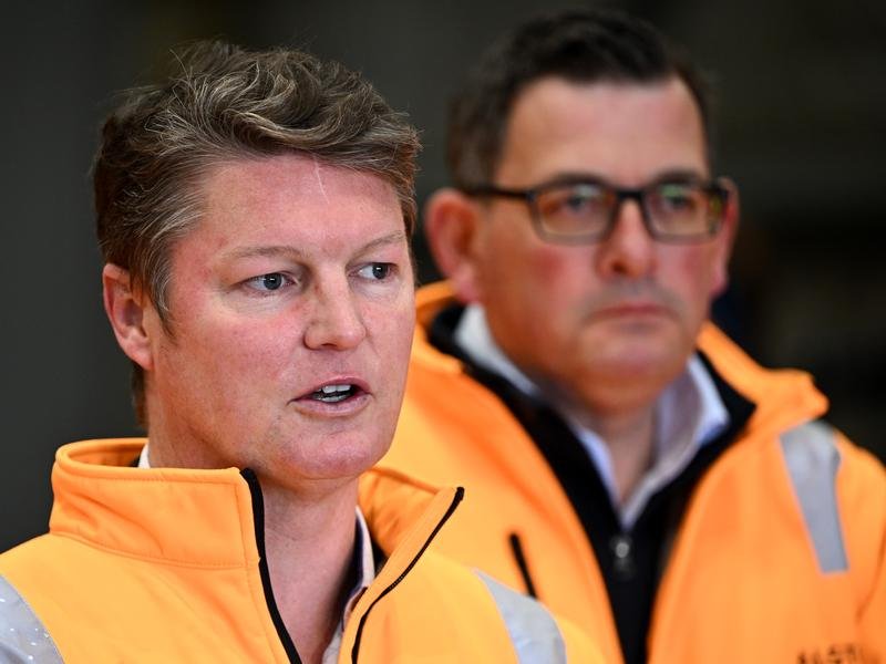 Victorian Premier Ben Carroll and former leader Dan Andrews. (Joel Carrett/AAP PHOTOS)