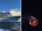 A woman has been recovered alive after she fell off a Royal Caribbean cruise ship off the coast of Greece.