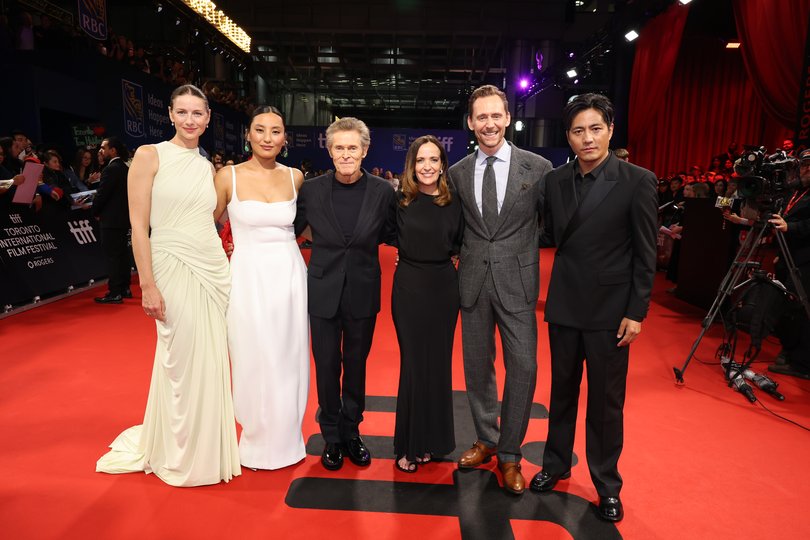 Catriona Balfe, Thinley Lhamo, Willem Dafoe, Jen Peedom, Tom Hiddleston and Genden Phuntsok at the Toronto International Film Festival.