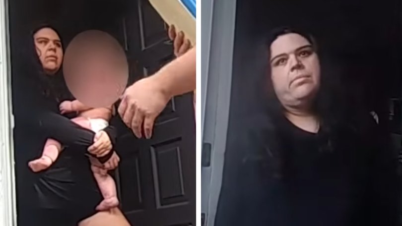 Police have released bodycam footage of tense welfare checks with Justine May conducted just weeks before her two young children would be found dead.